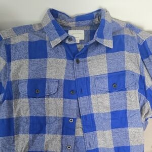 American Eagle Outfitters Blue and Gray Checkered Men's Shirt